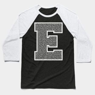 E White Baseball T-Shirt